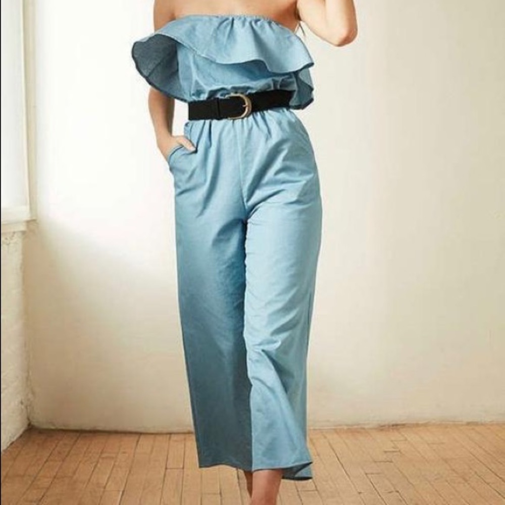 LUCCA strapless chambray jumpsuit